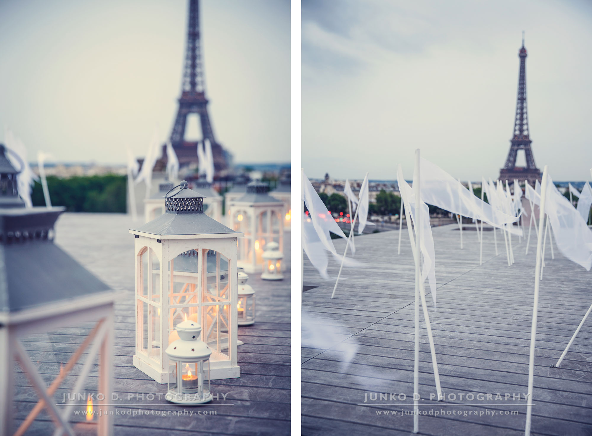 reception decor and Eiffel tower